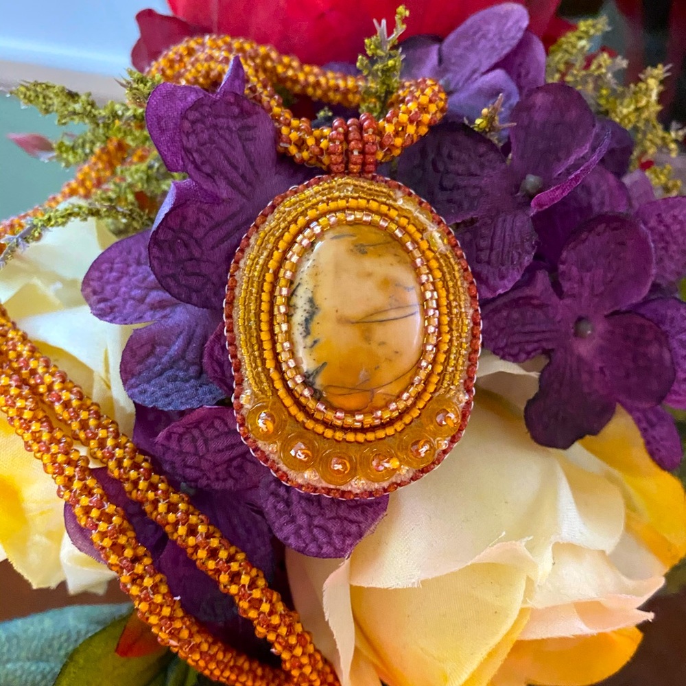Hand beaded cabachon